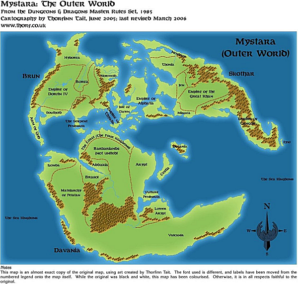 Map of the world of Mystara